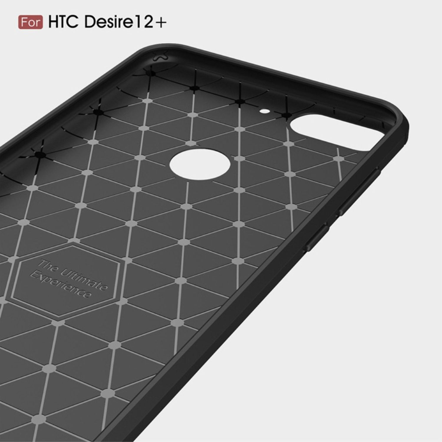 DESIGN Plus, KÖNIG Schwarz Desire Backcover, Optik, Handyhülle 12 Carbon HTC,