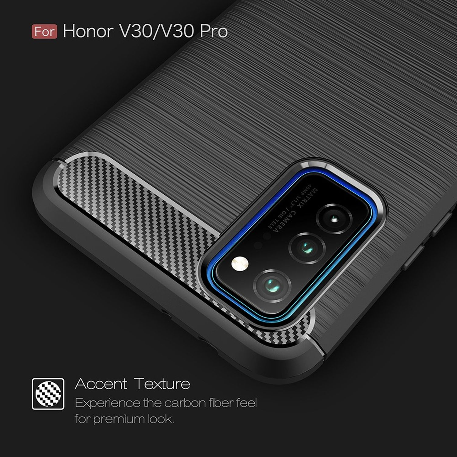 KÖNIG DESIGN Schutzhülle, Backcover, Huawei, V30, Honor Schwarz