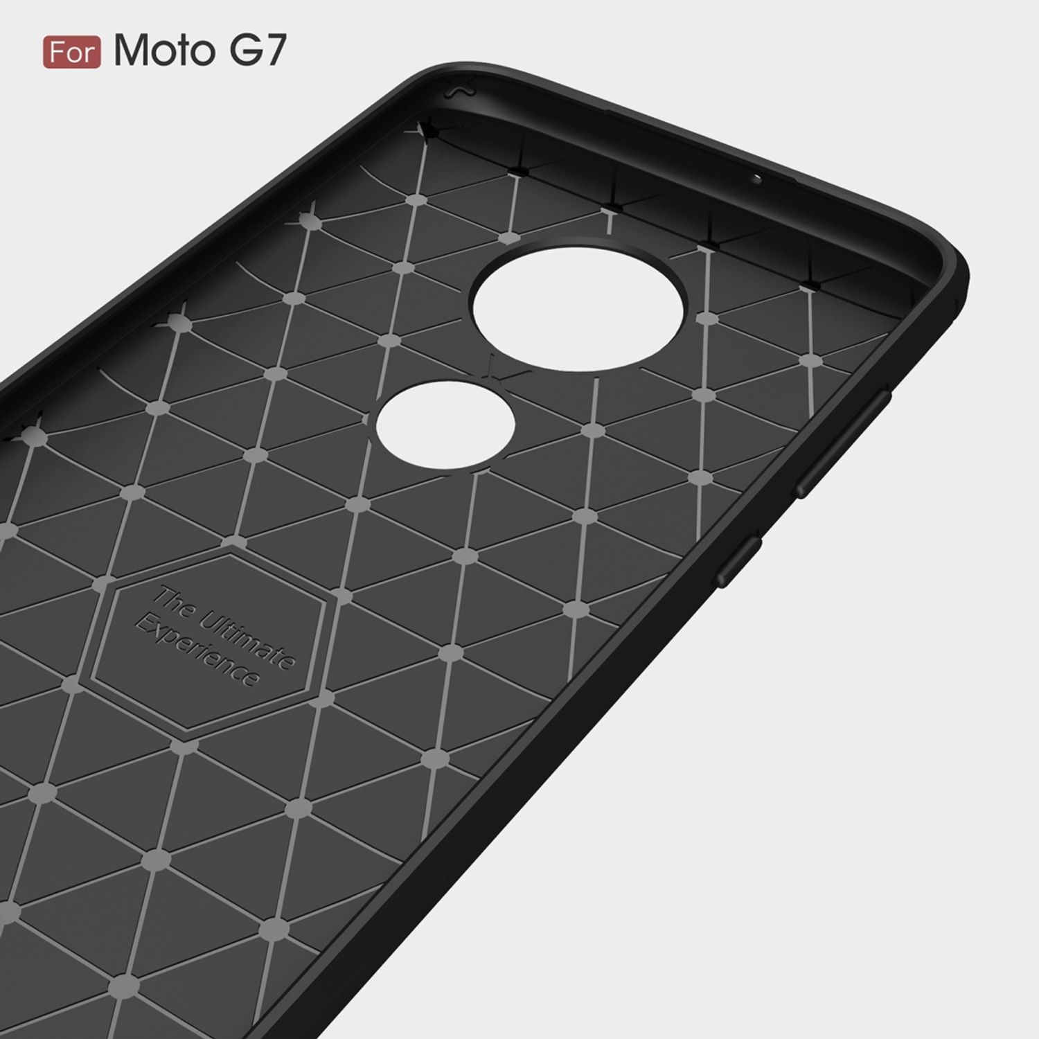 Motorola, DESIGN Backcover, KÖNIG Optik, Handyhülle Moto Carbon G7, Schwarz