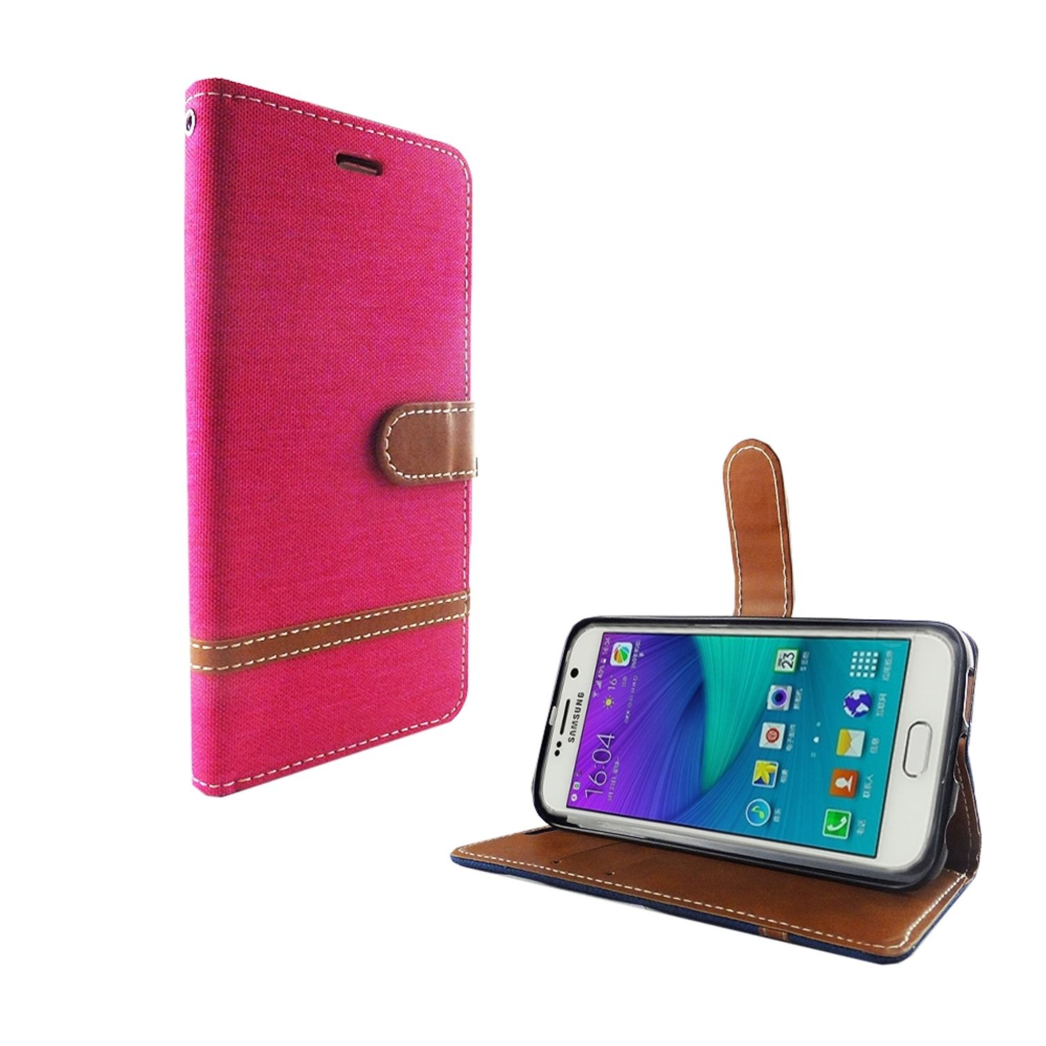 KÖNIG DESIGN Galaxy S6, Samsung, Bookcover, Schutzhülle, Rosa