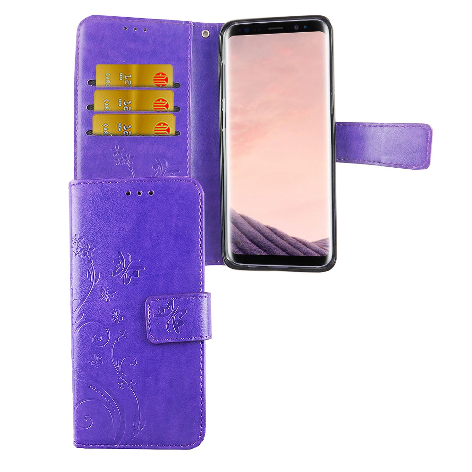 Samsung, Violett S8, KÖNIG DESIGN Galaxy Schutzhülle, Bookcover,