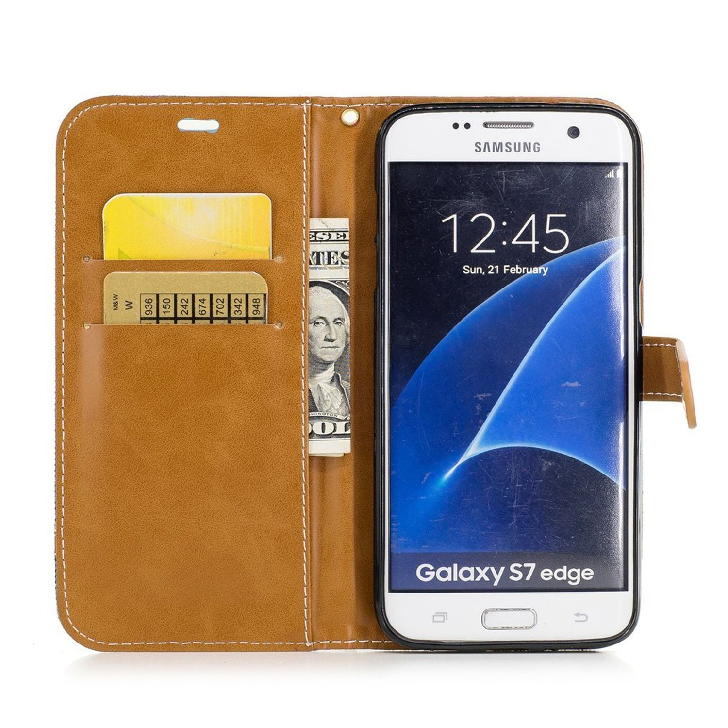 S7 Samsung, Schutzhülle, Galaxy Grün Edge, KÖNIG DESIGN Bookcover,