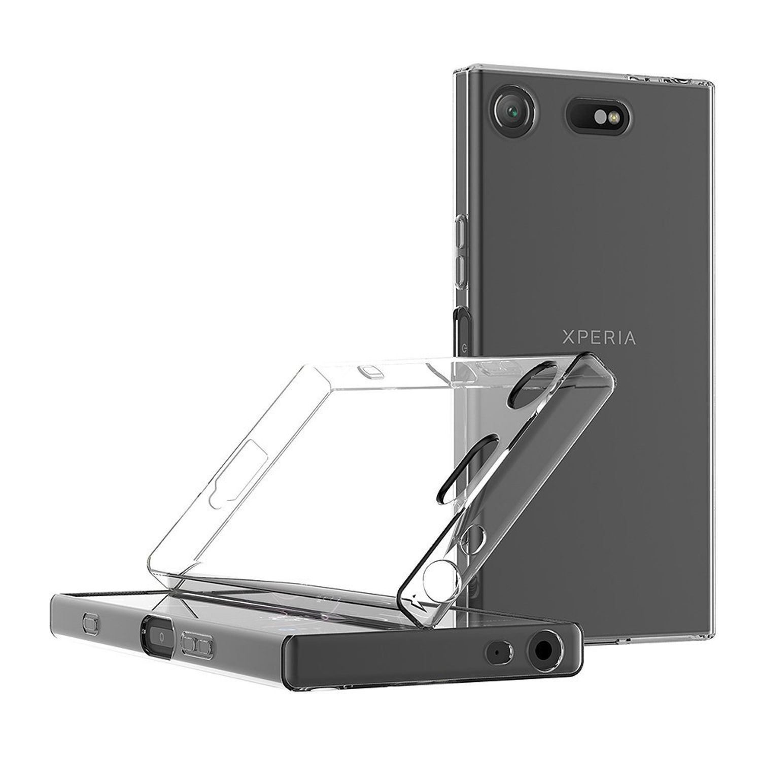 KÖNIG DESIGN Handyhülle Ultra Dünn Xperia Sony, Compact, XZ1 Transparent Backcover, Bumper
