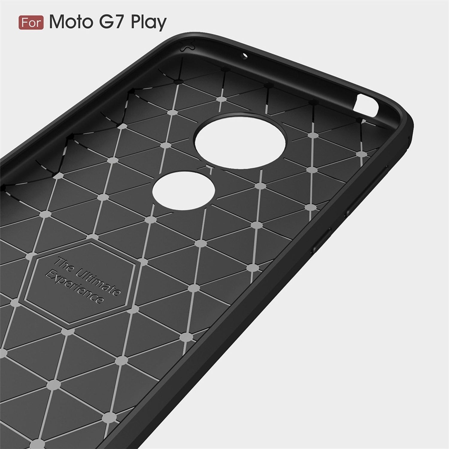 Optik, Schwarz Handyhülle Moto G7 KÖNIG Play, Carbon DESIGN Backcover, Motorola,