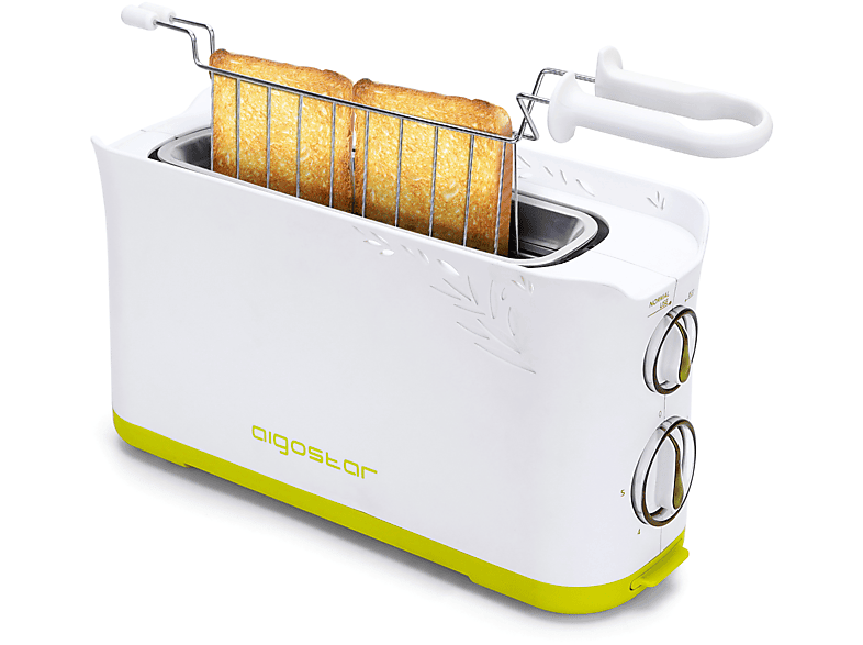 2-Scheiben Morning AIGOSTAR 502003 Toaster (750 Langschlitz 30HIN Watt, Weiß 2) Automatik Schlitze:
