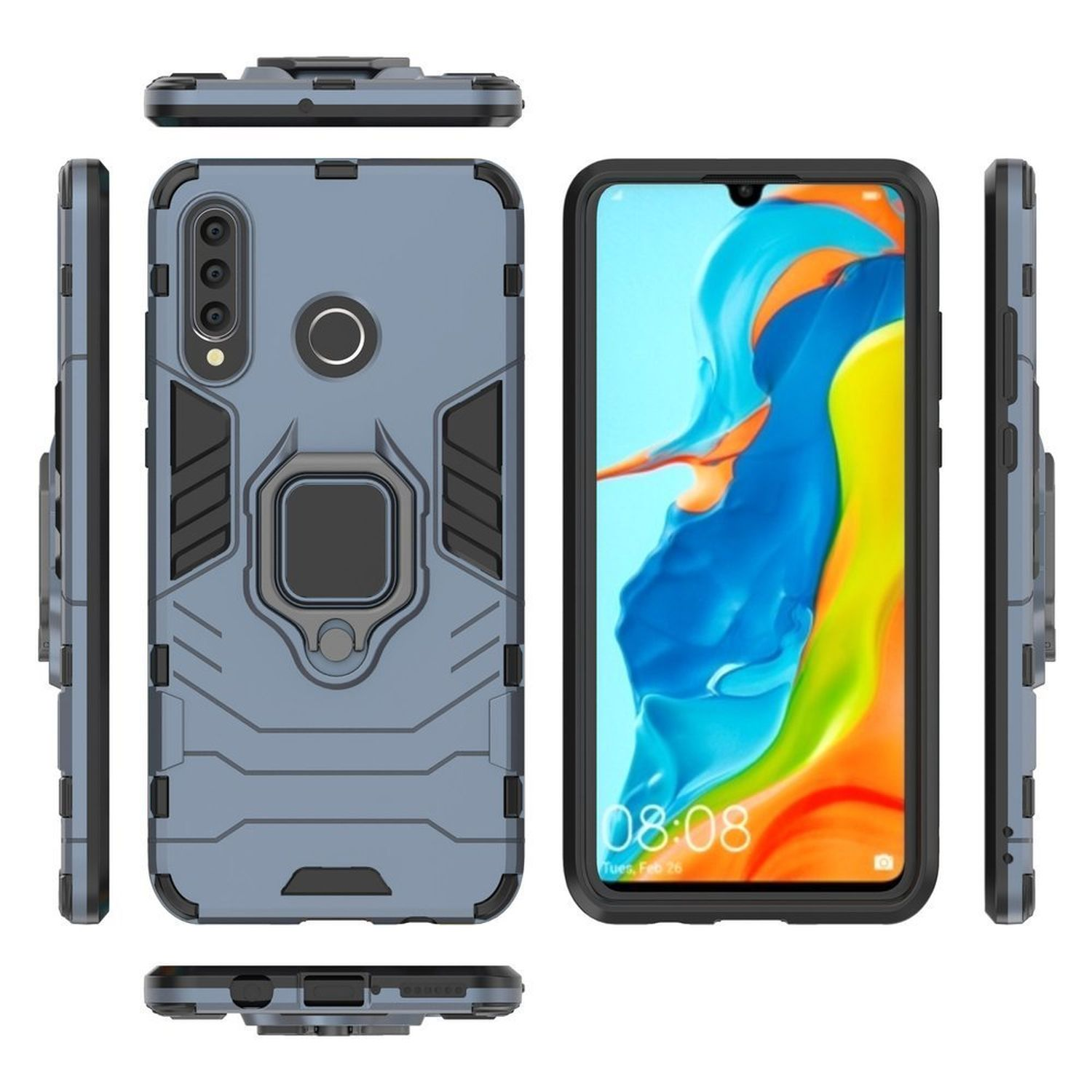 COFI Armor Ring Case, Xiaomi, 8T, Note Bumper, Blau Redmi