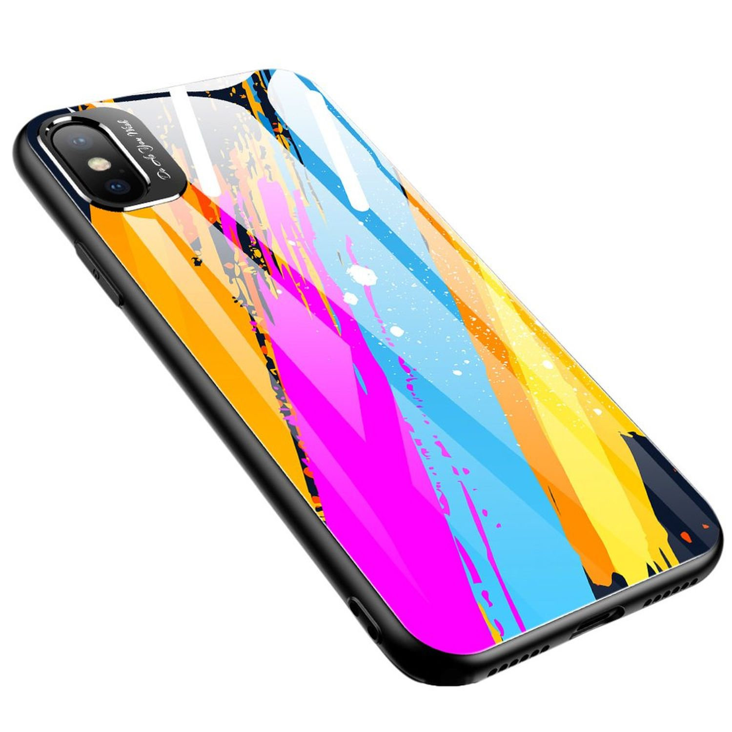 COFI Apple, Bumper, Mehrfarbig Glass iPhone Case, Color XS,