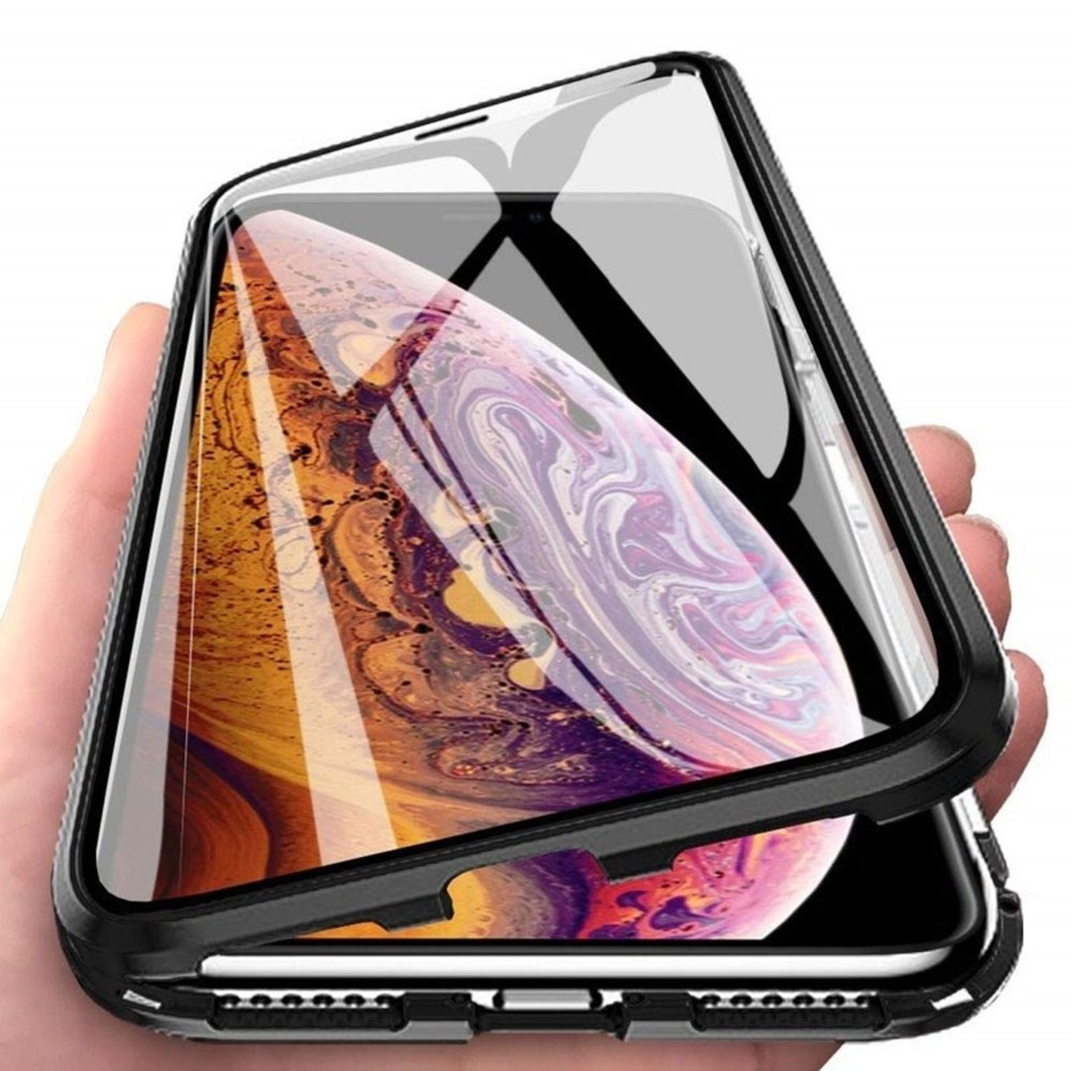 Samsung, COFI Full A9 360 Case, 2018, Metall Cover, Schwarz Galaxy