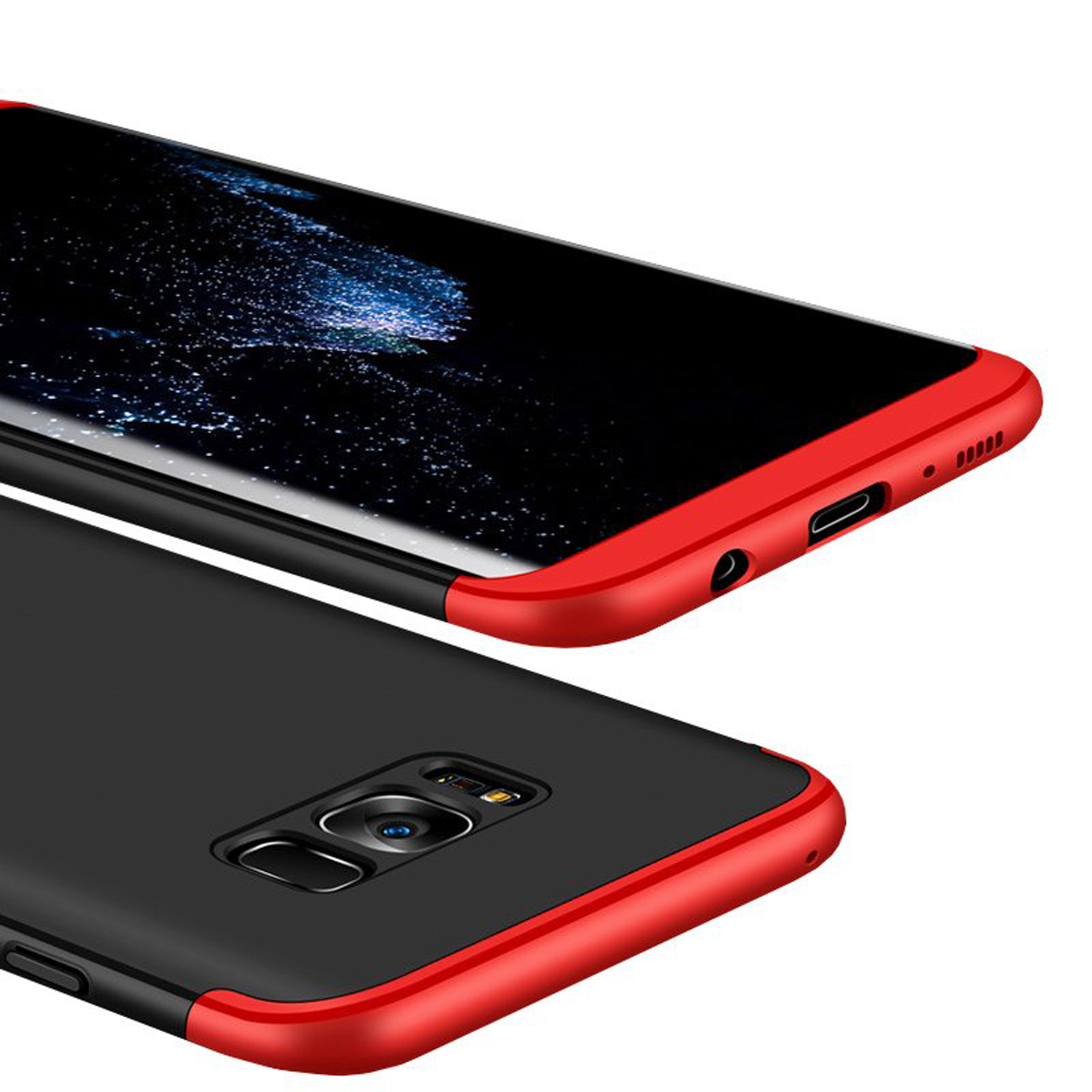 Schwarz-Rot Silikon Case, Slim Galaxy COFI Bumper, Samsung, S9,