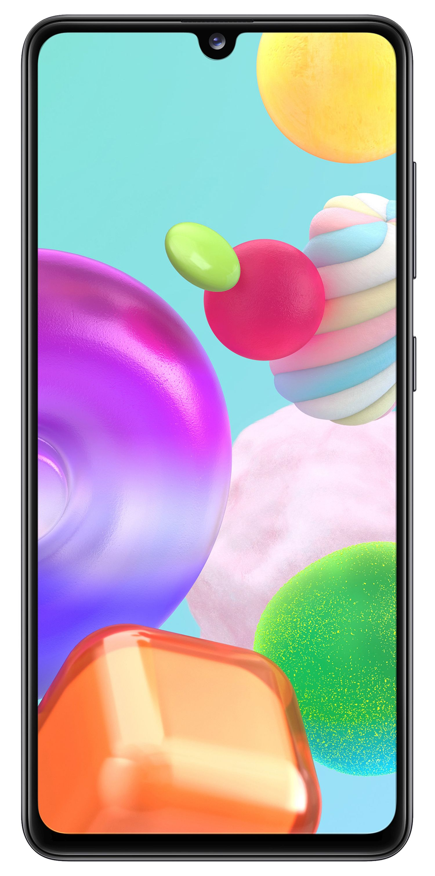 Smartphone mit farbenfrohem, abstraktem Hintergrund. Das Telefon hat einen schwarzen Rahmen.