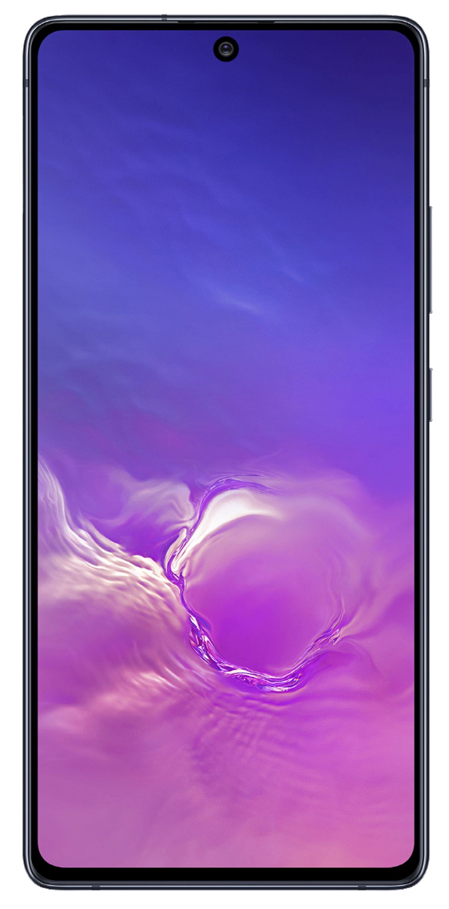 Ein Mobiltelefon mit blau-violettem Farbverlauf. Die Kamera des Telefons ist sichtbar.