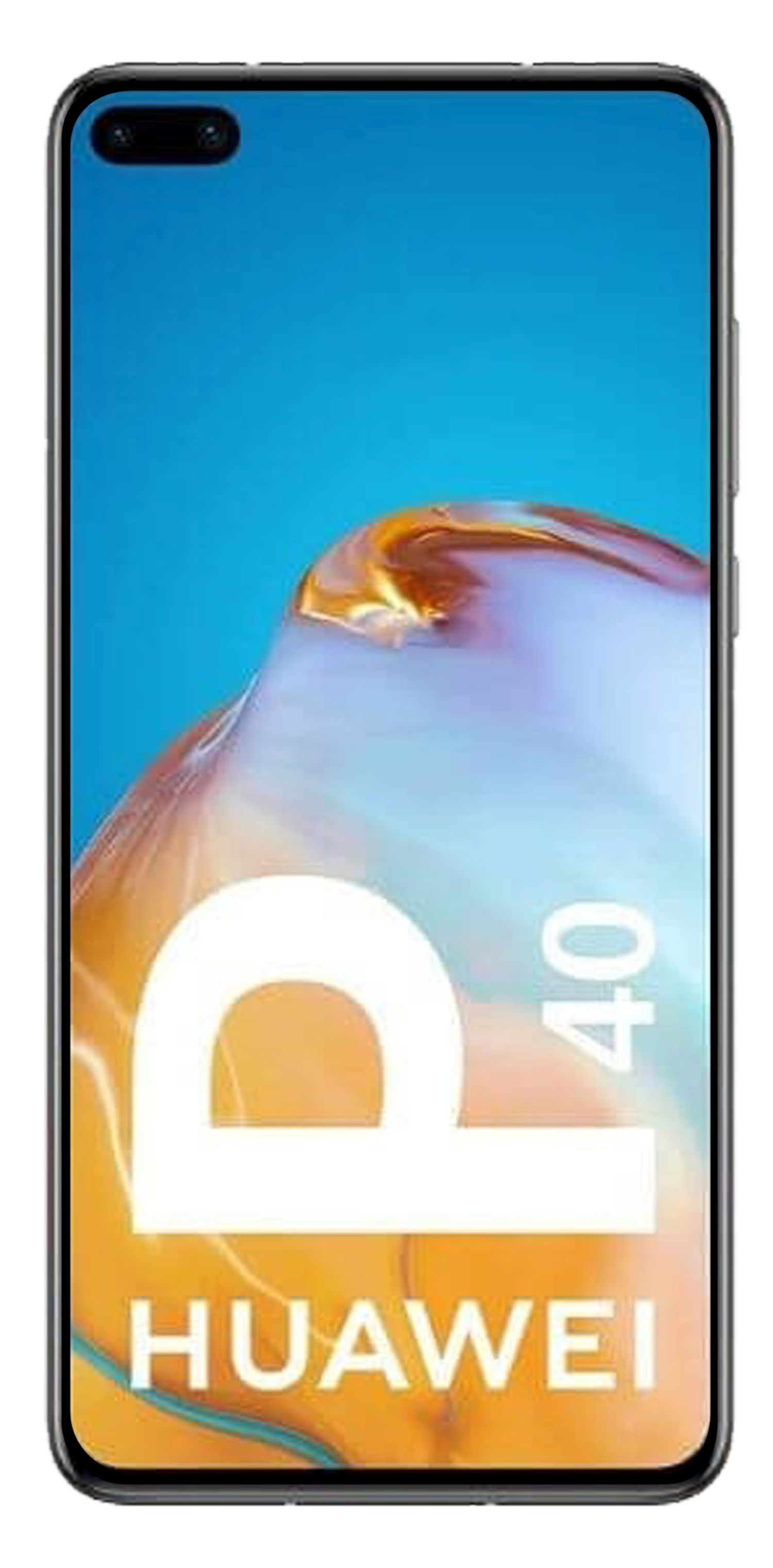 Ein Huawei P40 Telefon mit dem Namen und Logo auf dem Bildschirm.