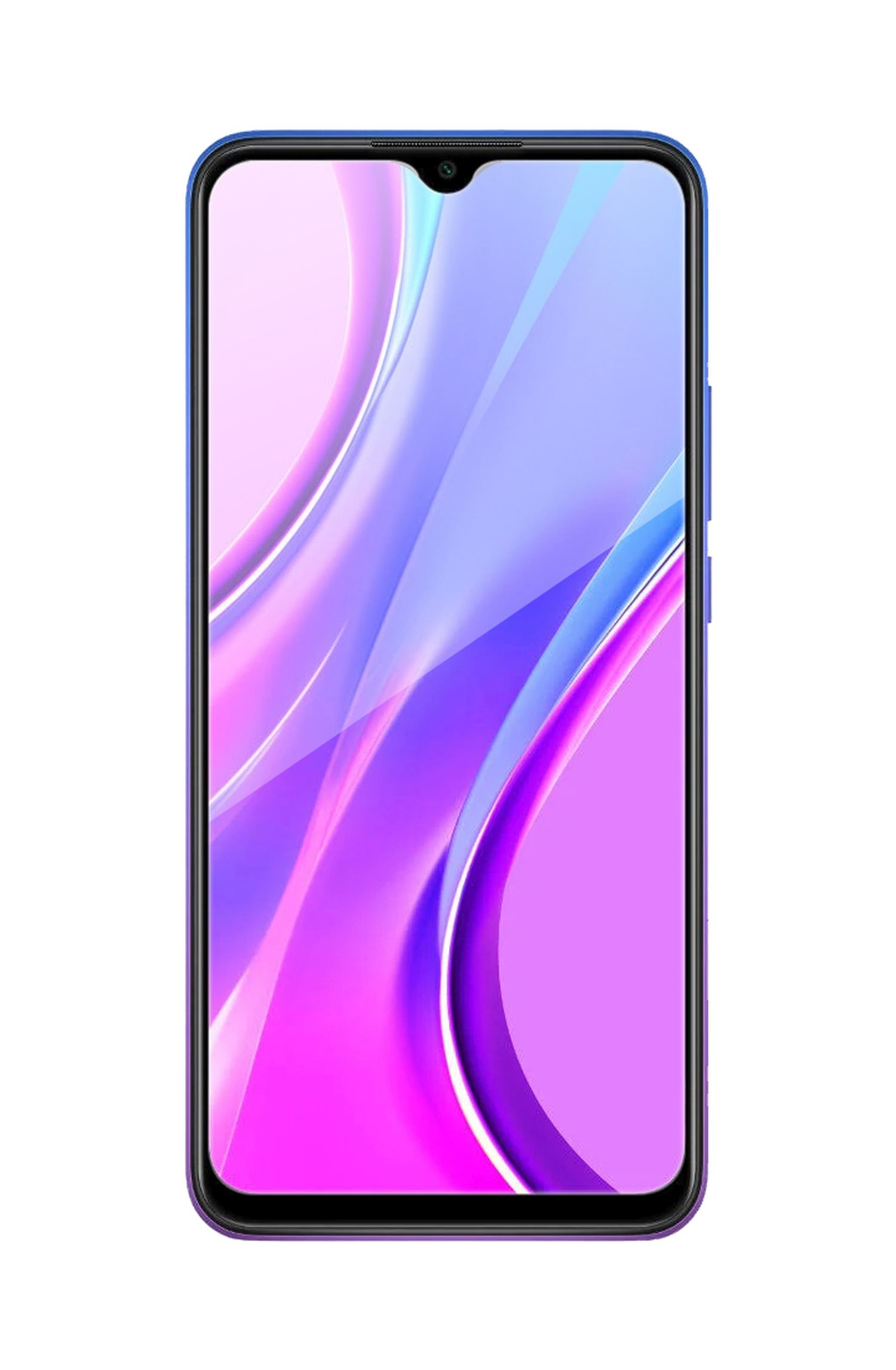 Blaues Telefon mit lila und rosa Farbverlauf auf dem Bildschirm.