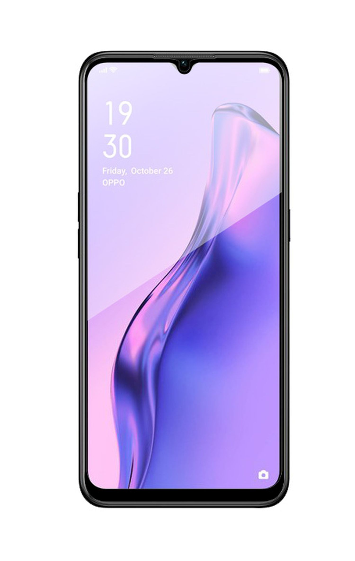 Oppo-Smartphone, zeigt den Telefonbildschirm, weißer Hintergrund.