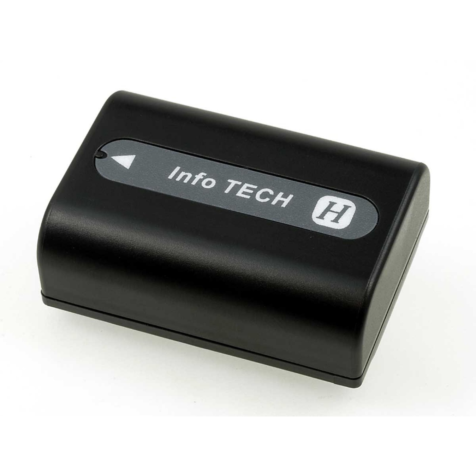 Una batería negra de Info TECH. La etiqueta es gris con texto blanco.