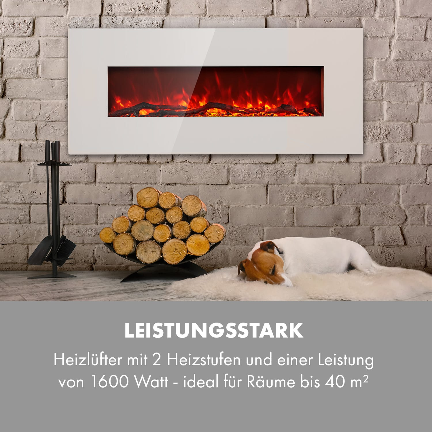 Watt) Elektrischer Kamin (1600 Long KLARSTEIN Lausanne