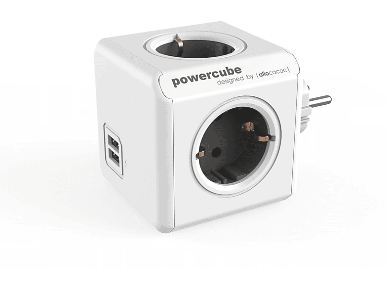 ALLOCACOC PowerCube Reiseadapter Ladegerät, mit Original USB Überspannungsschutz Duo