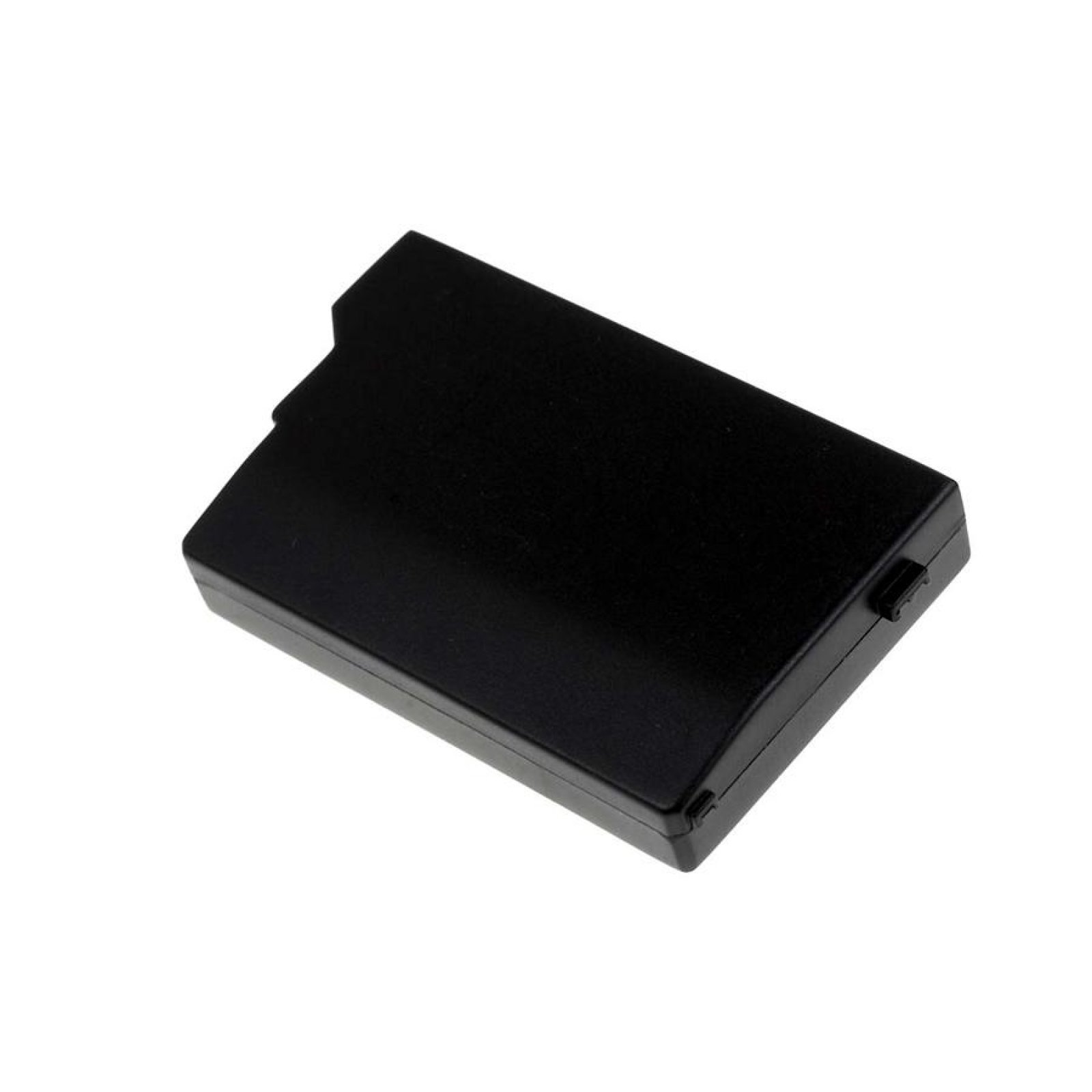 Una batería negra, probablemente para una cámara o un dispositivo electrónico.