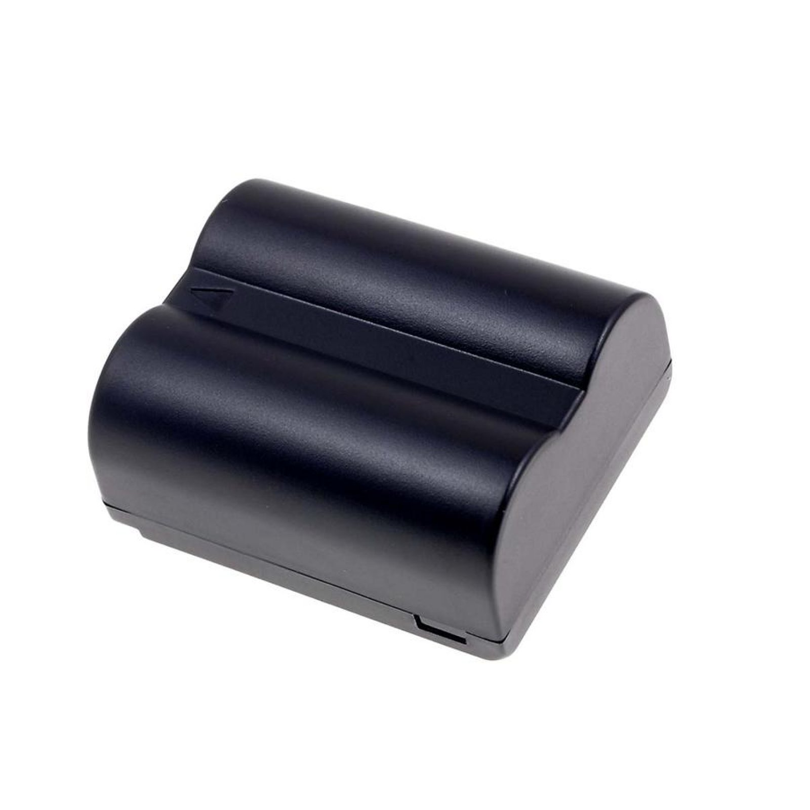Batería negra para cámara, un objeto rectangular negro.