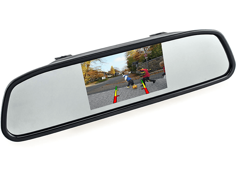 MAXXCOUNT 4,3 Zoll Rückspiegel-Monitor für Rückfahrkamera | Starthilfekabel & Antennenadapter