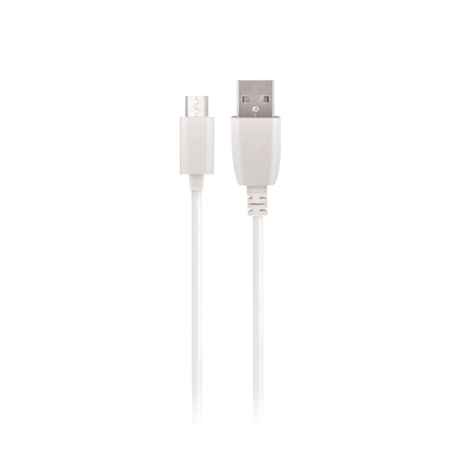 Weißes USB-Kabel mit USB-A- und Micro-USB-Anschluss an jedem Ende.