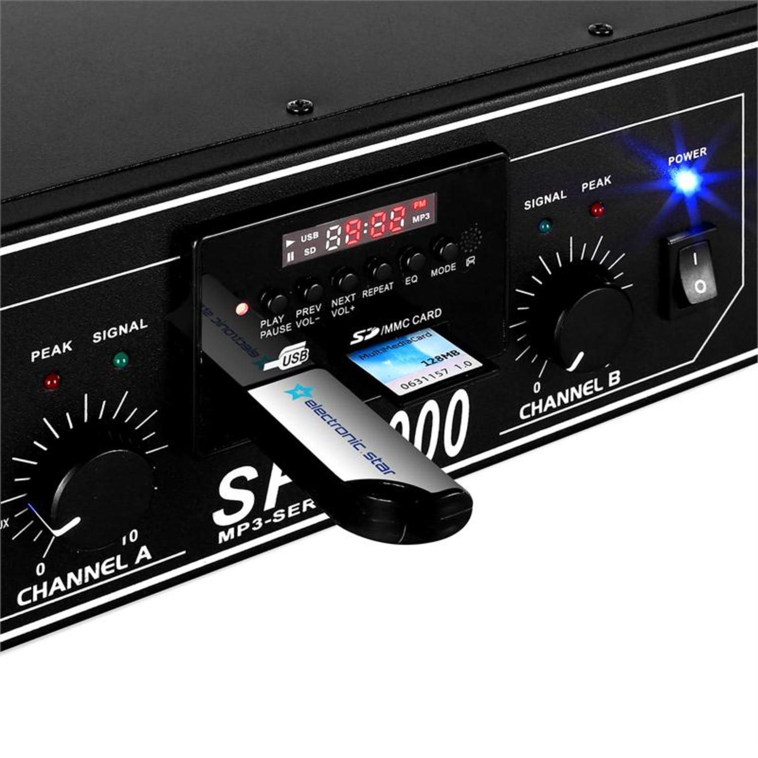 SKYTEC SPL-2000-MP3 PA-Verstärker, Schwarz