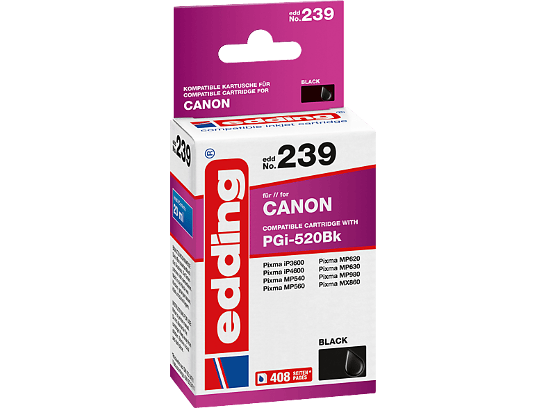 Canon Black EDDING schwarz 18-239 Tintenpatrone PGi-520Bk