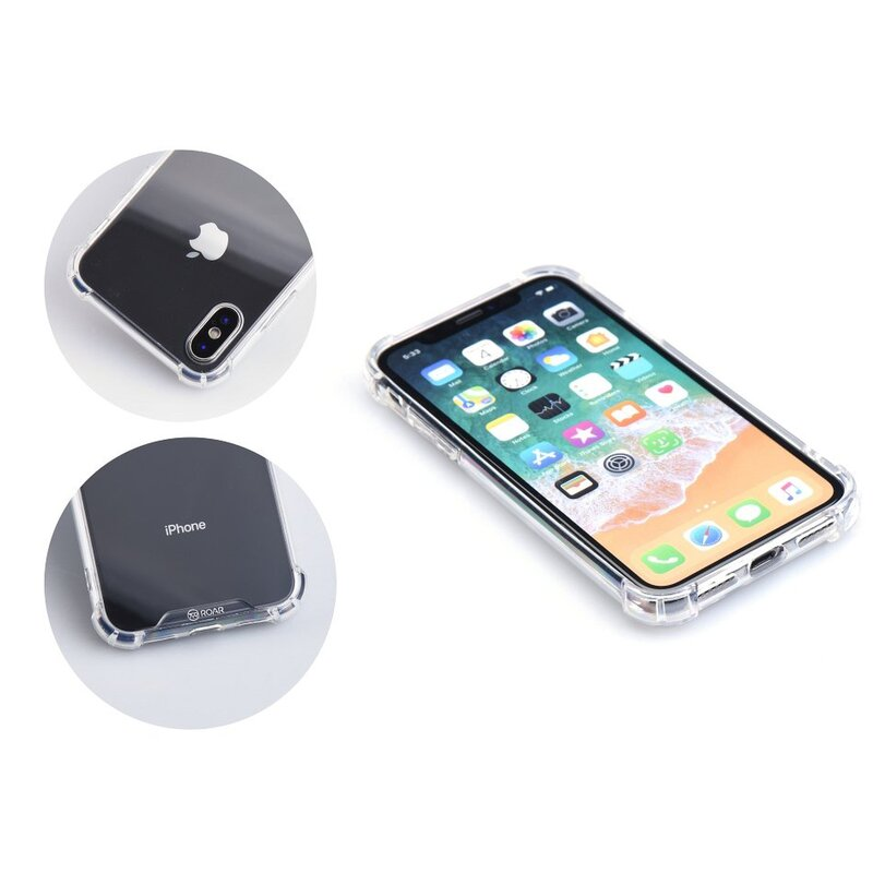 iPhone mit durchsichtiger Hülle. Zusätzliche Hüllendetails.