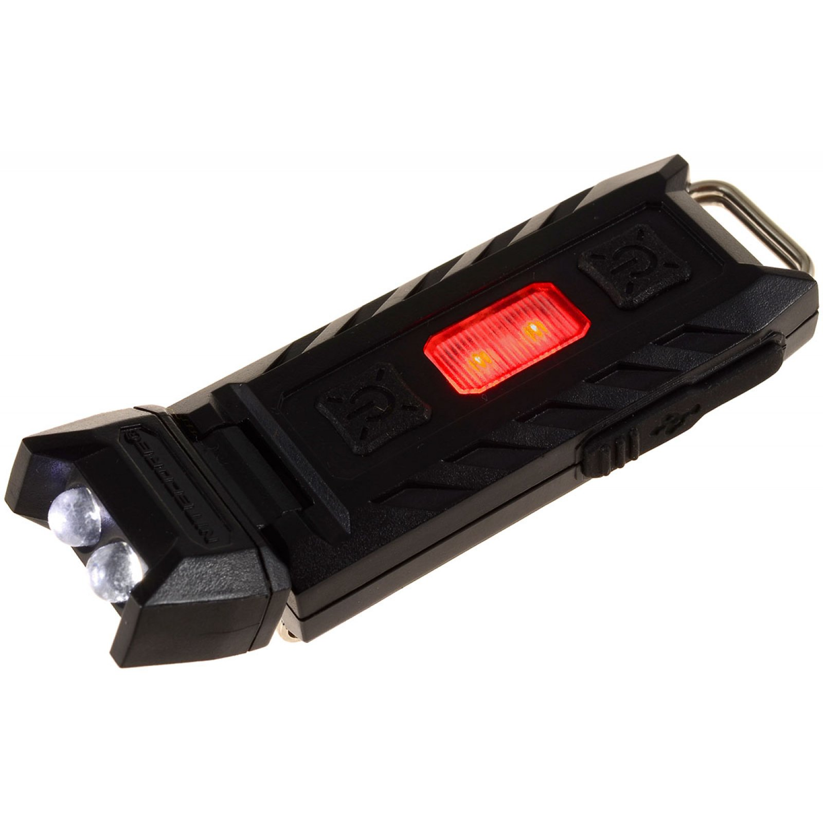 Torcia nera con due luci e una luce rossa.