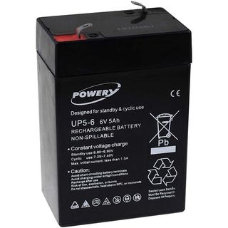 Batería - POWERY Powery Batería de GEL para Equipos de limpieza Cortadora de césped 6V 5Ah (Reemplaza a 4Ah 4,5Ah)