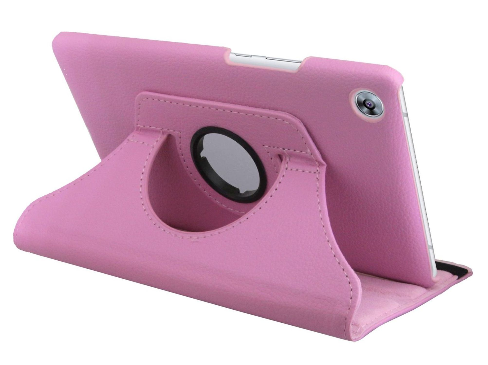 Pinkes Tablet in einer pinken Hülle. Die Hülle befindet sich im Ständermodus.