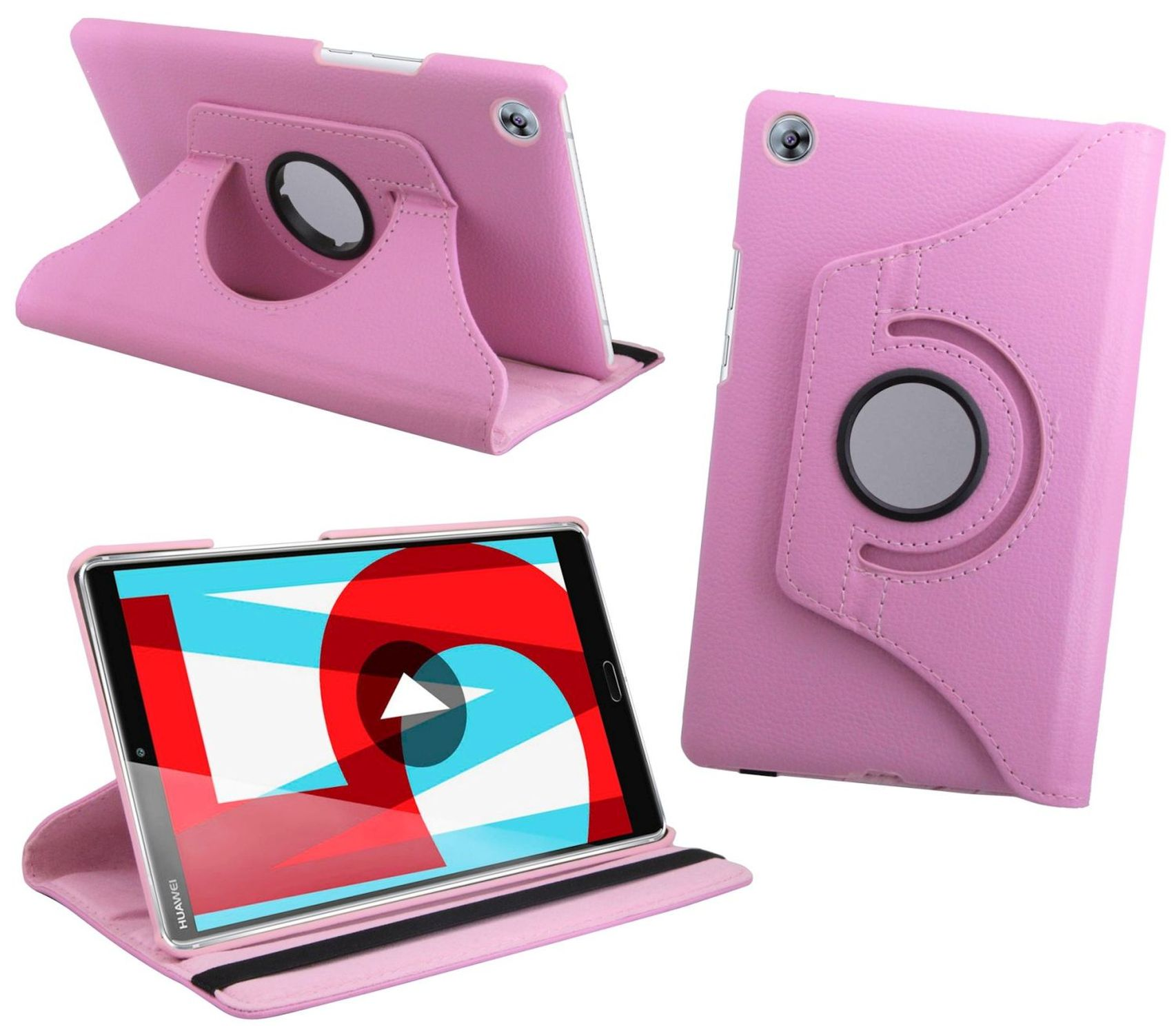 COFI Tablet Hülle Case für M5 MediaPad Rotierbar 8.4 Bookcover Kunstleder, Huawei Rosa
