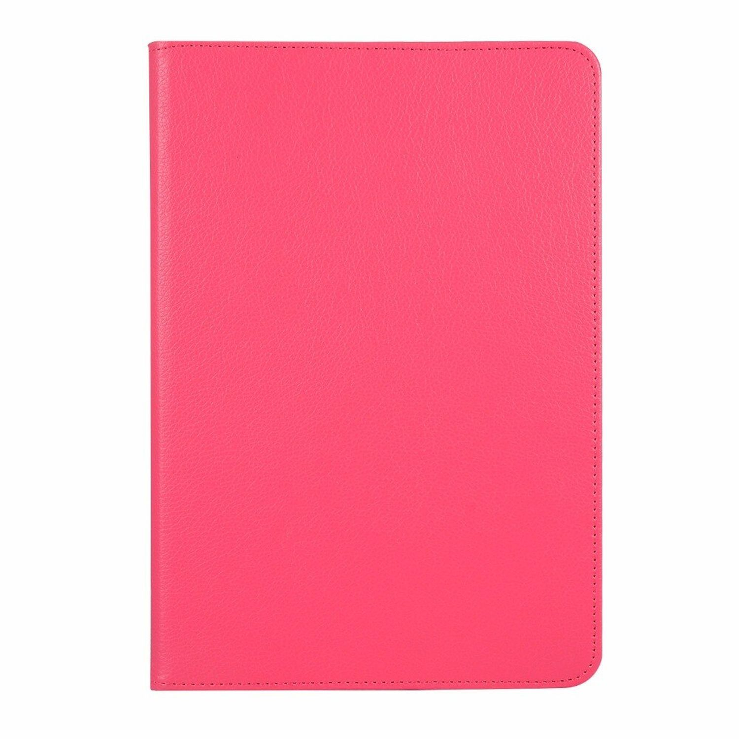Eine pinkfarbene Tablethülle, ein Rechteck mit abgerundeter Ecke, mit glatter Oberfläche.