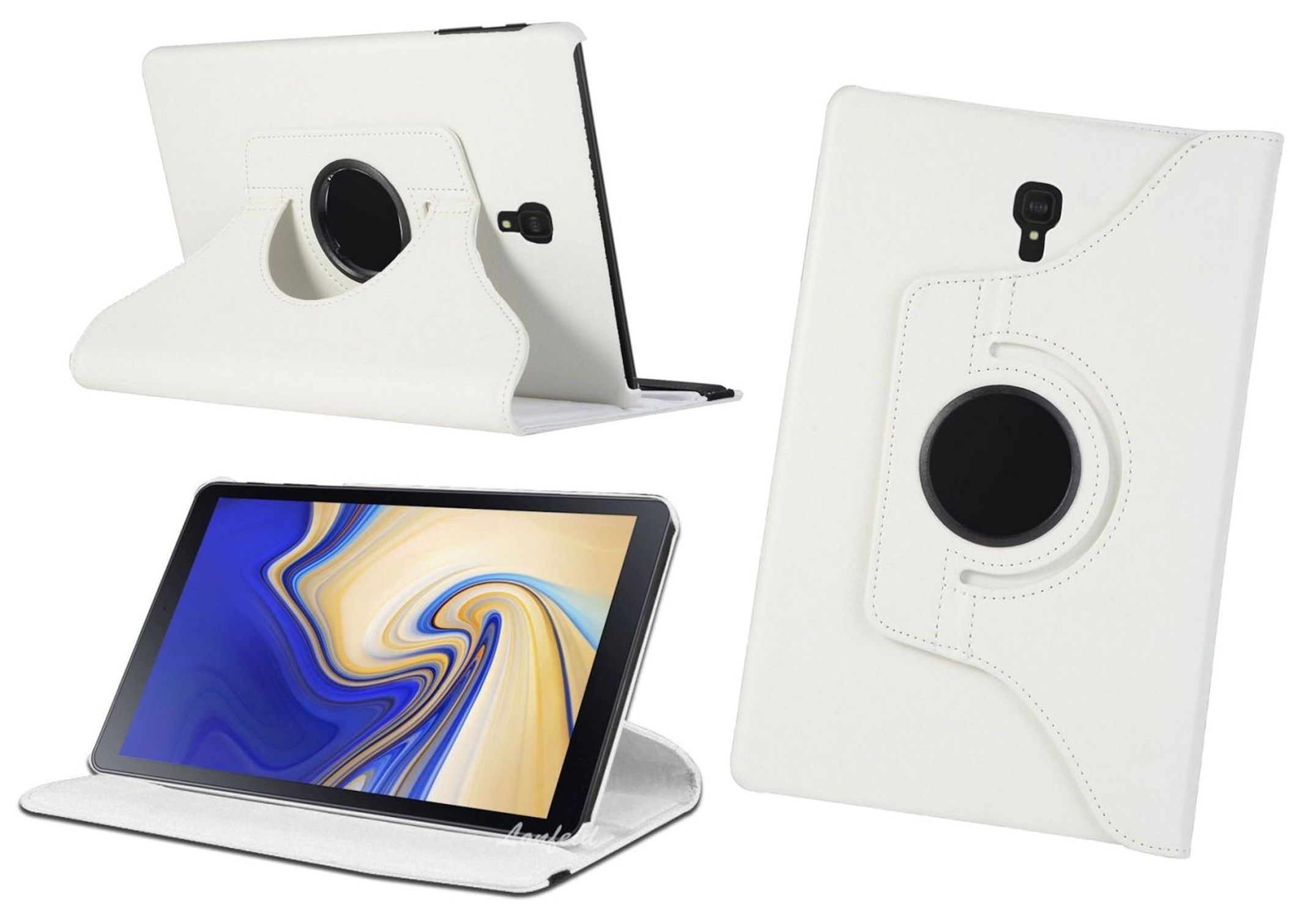 COFI Tablet Hülle Samsung für Tab 2018 10.5 Case Rotierbar A Bookcover Weiß Kunstleder, Galaxy