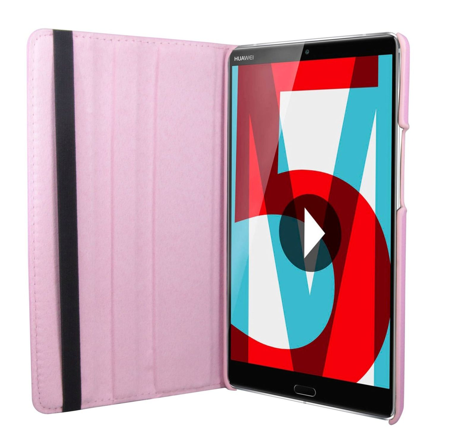 COFI Tablet Hülle Rotierbar Bookcover M5 Kunstleder, Case Rosa Huawei für MediaPad 8.4