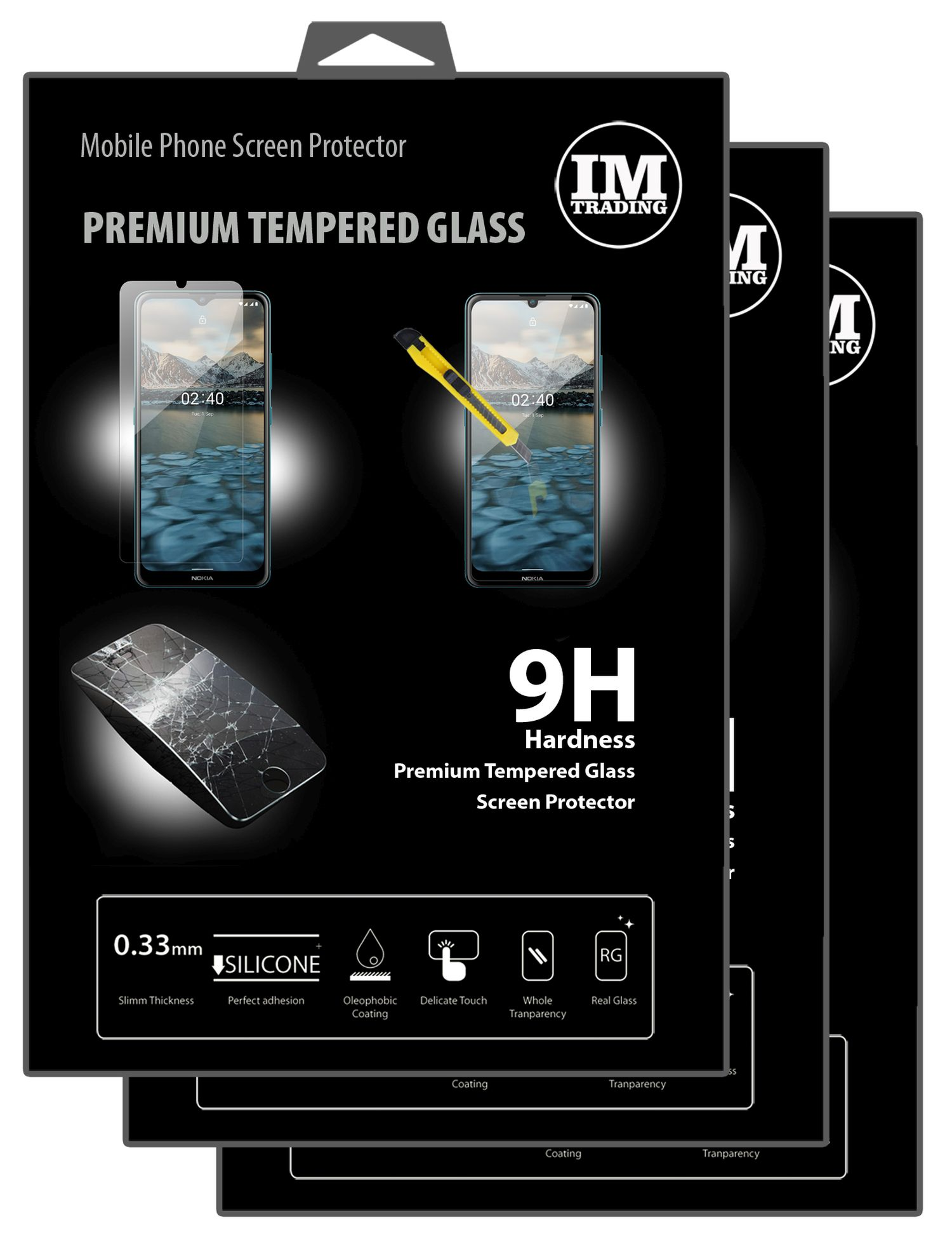 9H 3x Schutzglas Nokia Displayschutz(für COFI 2.4)