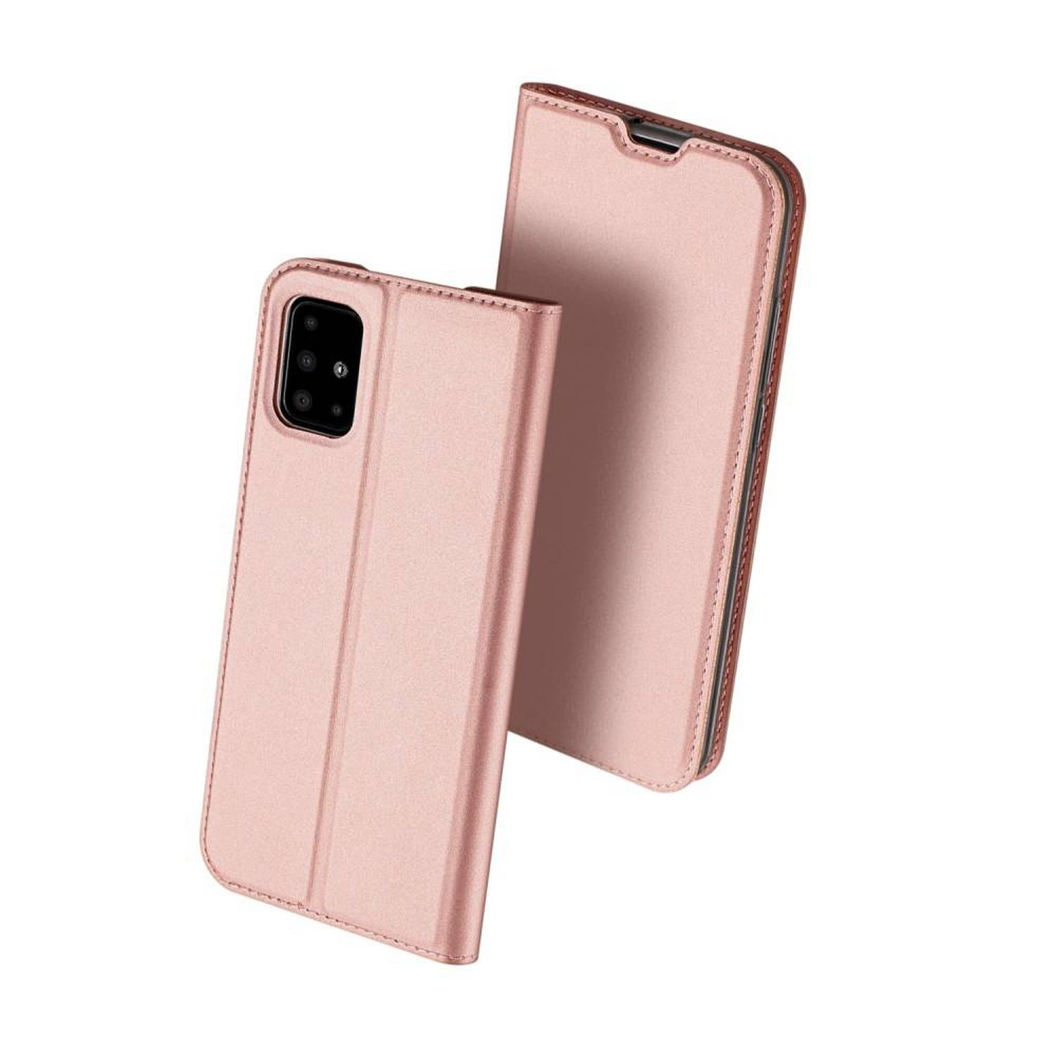 Zwei rosa Handyhüllen, eine offen und eine geschlossen. Die offene Hülle zeigt ein Telefon im Inneren.