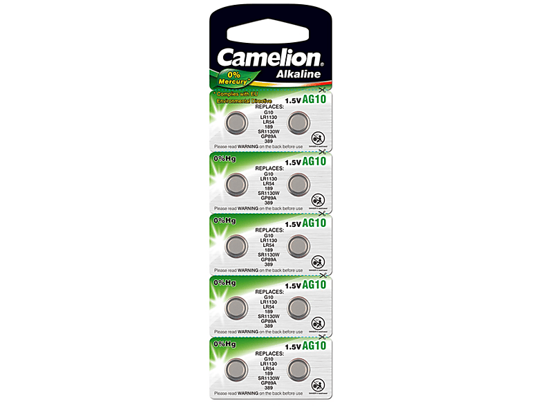 CAMELION Knopfzelle LR1130 10er Blister Alkaline Batterie, 1.5 Volt