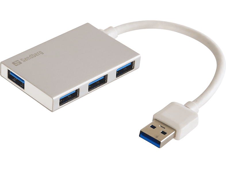 SANDBERG USB 3.0 Pocket Hub mit 4 Ports USB Port, Silber