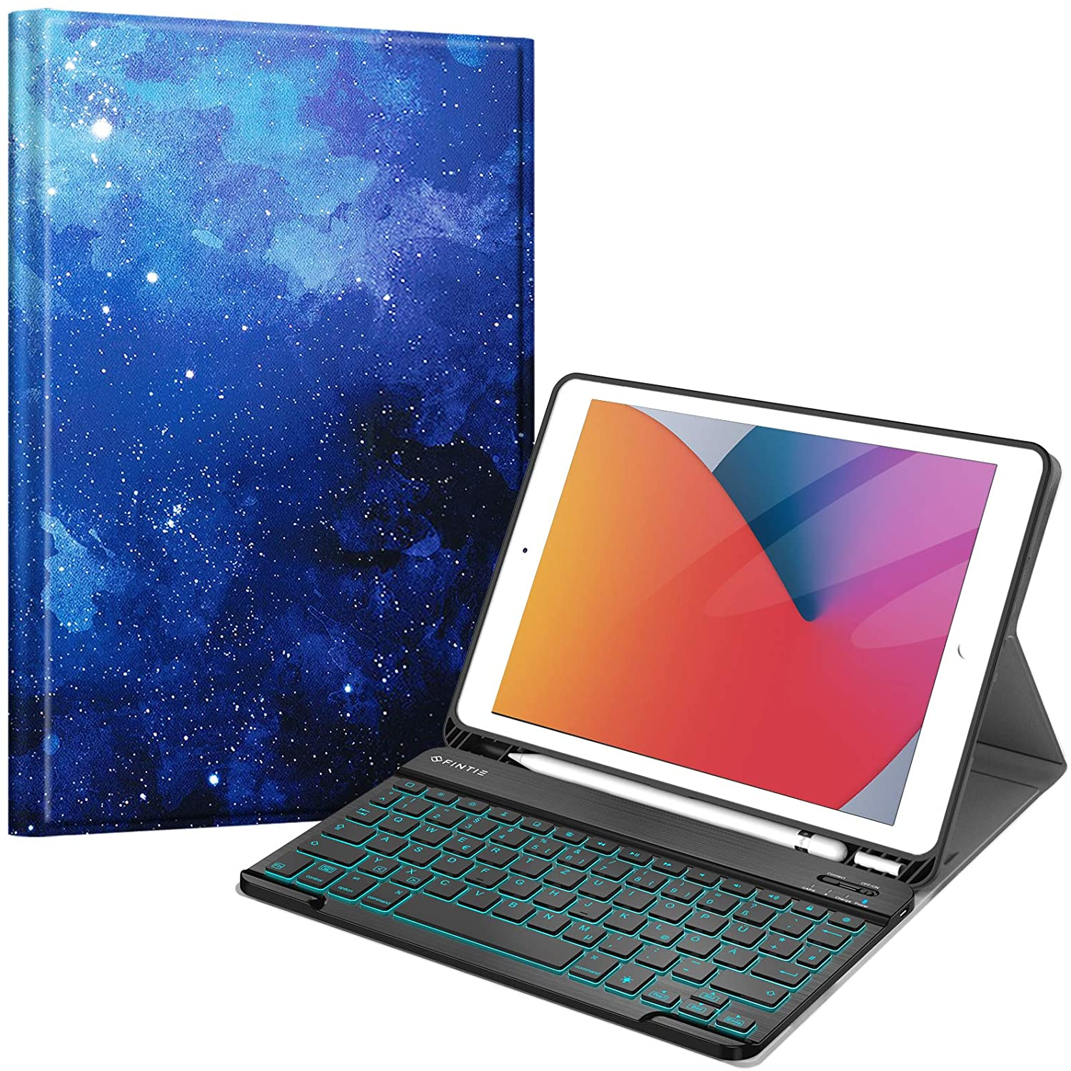 2019), (9. Zoll Gen 2021/8. Tastatur, Bookcover, Hülle iPad iPad, FINTIE 10.2 + Sternenhimmel 2020/7. Generation Gen