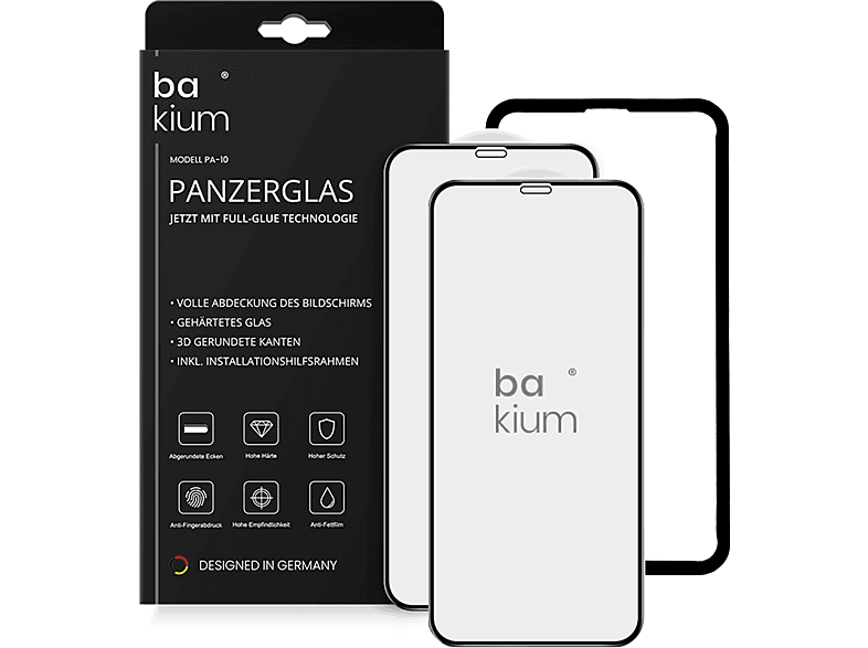 iPhone iPhone Pro BAKIUM | OptiGlas iPhone | 2x XS 11 Schutzglas(für Screen X) Apple Full