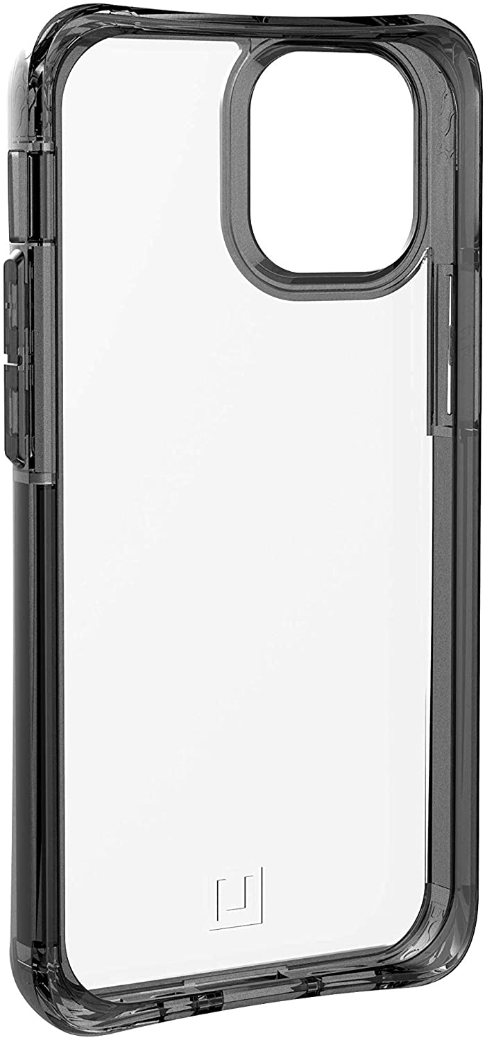 Eine transparente Handyhülle mit schwarzem Rand, die das Design des Telefons zeigt.
