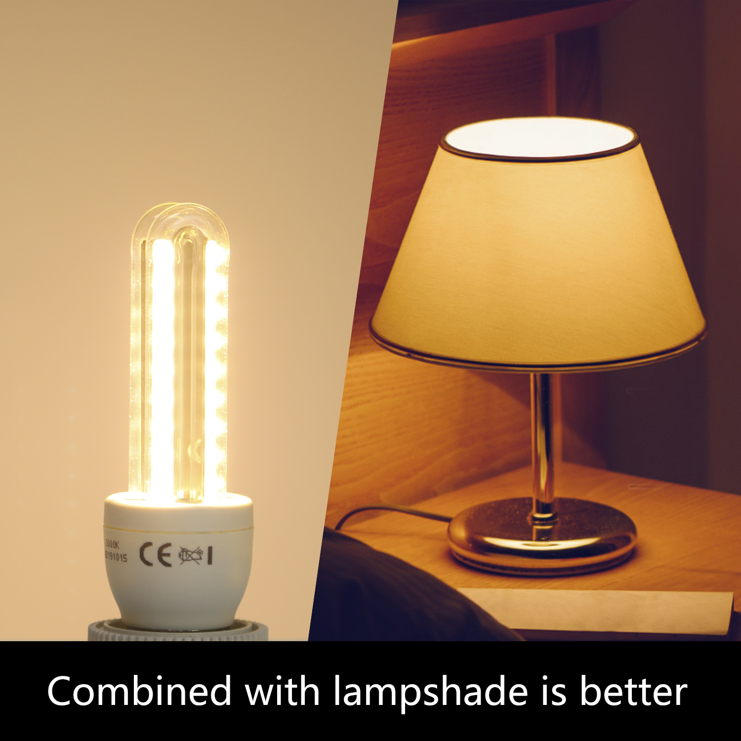 Tubo LED luminoso accanto a una lampada con paralume giallo.