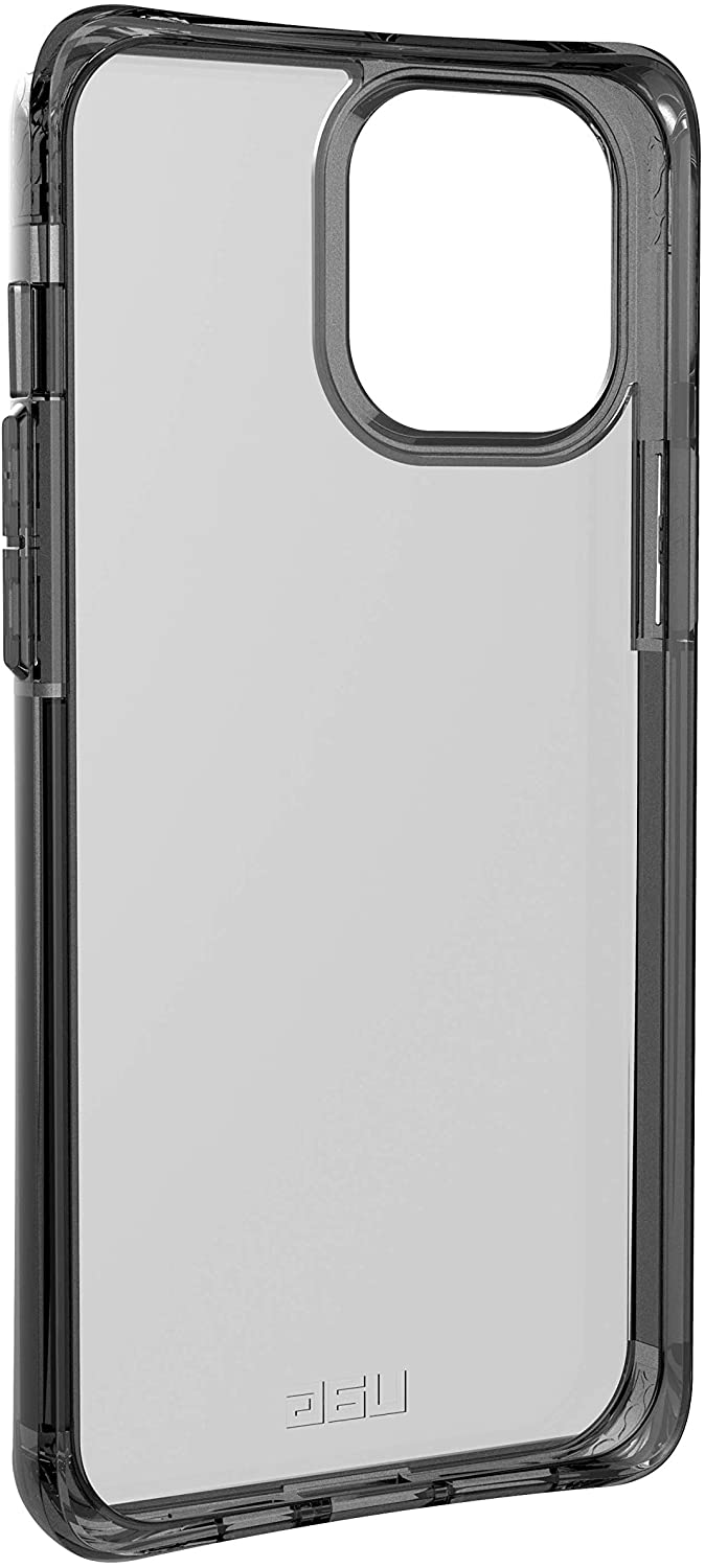 Transparente Handyhülle mit schwarzem Rand, weißer Hintergrund.