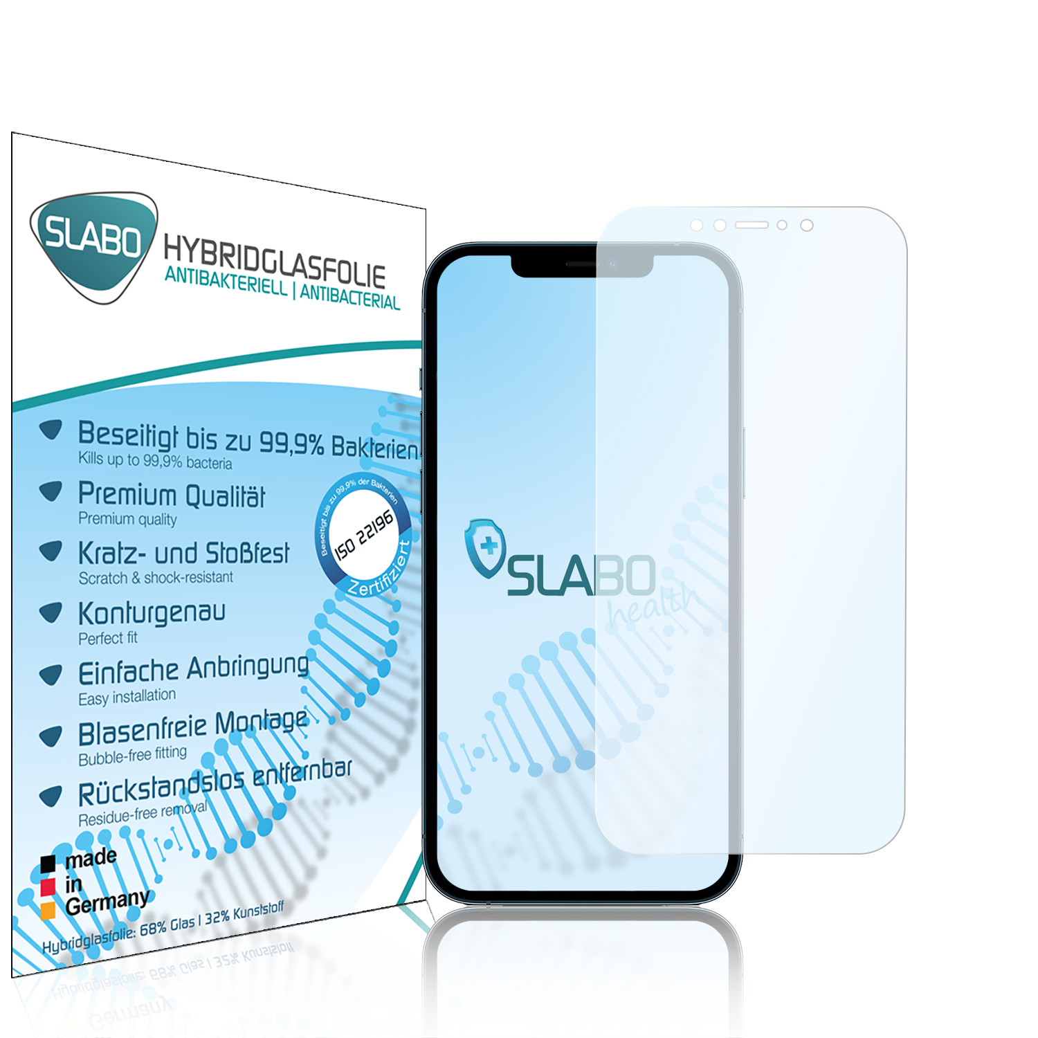 SLABO Displayschutz(für 12 Hybridglasfolie Apple Pro Max) antibakterielle flexible iPhone