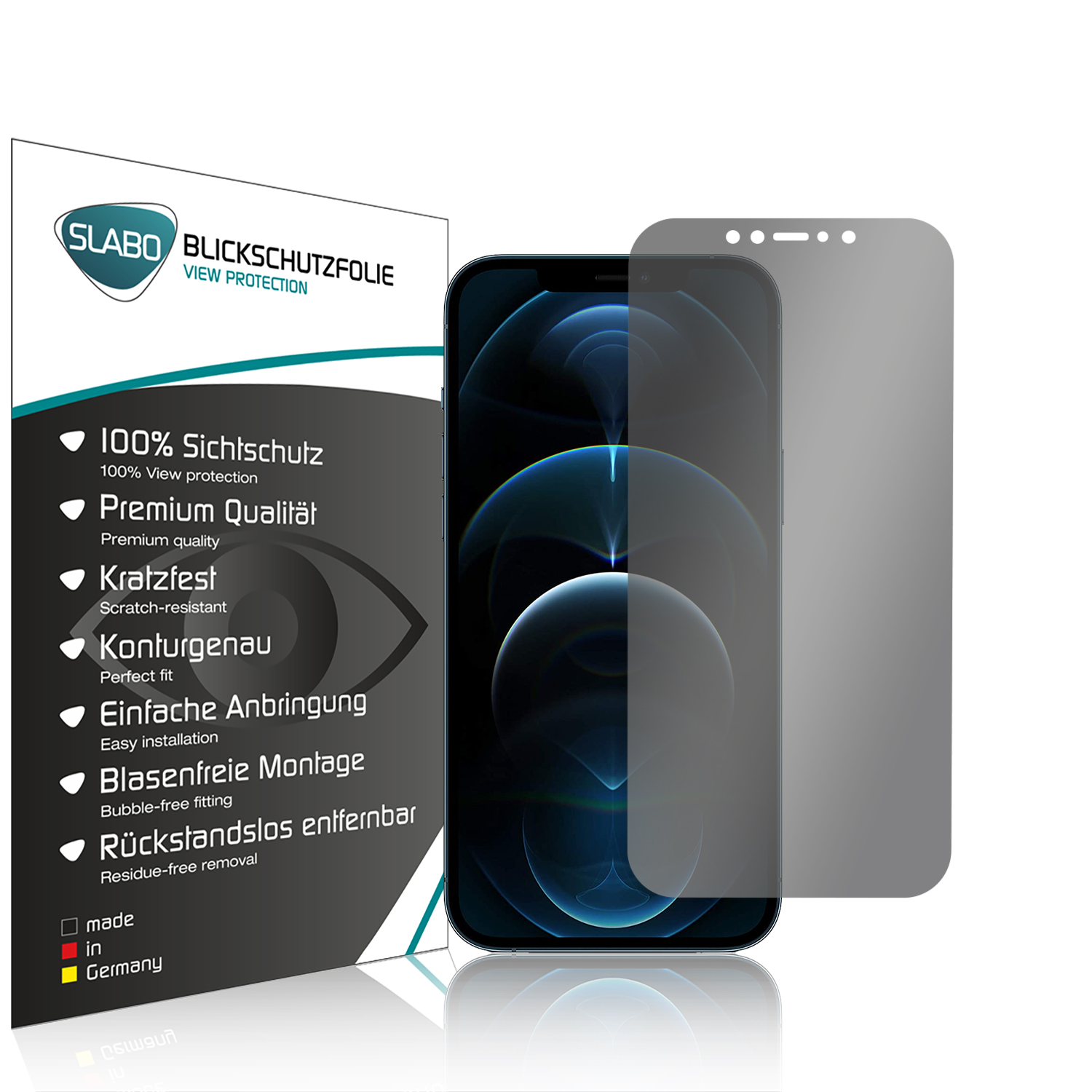 SLABO Blickschutzfolie 360° Pro Displayschutz(für iPhone Sichtschutz Apple 12 4-Way Max)