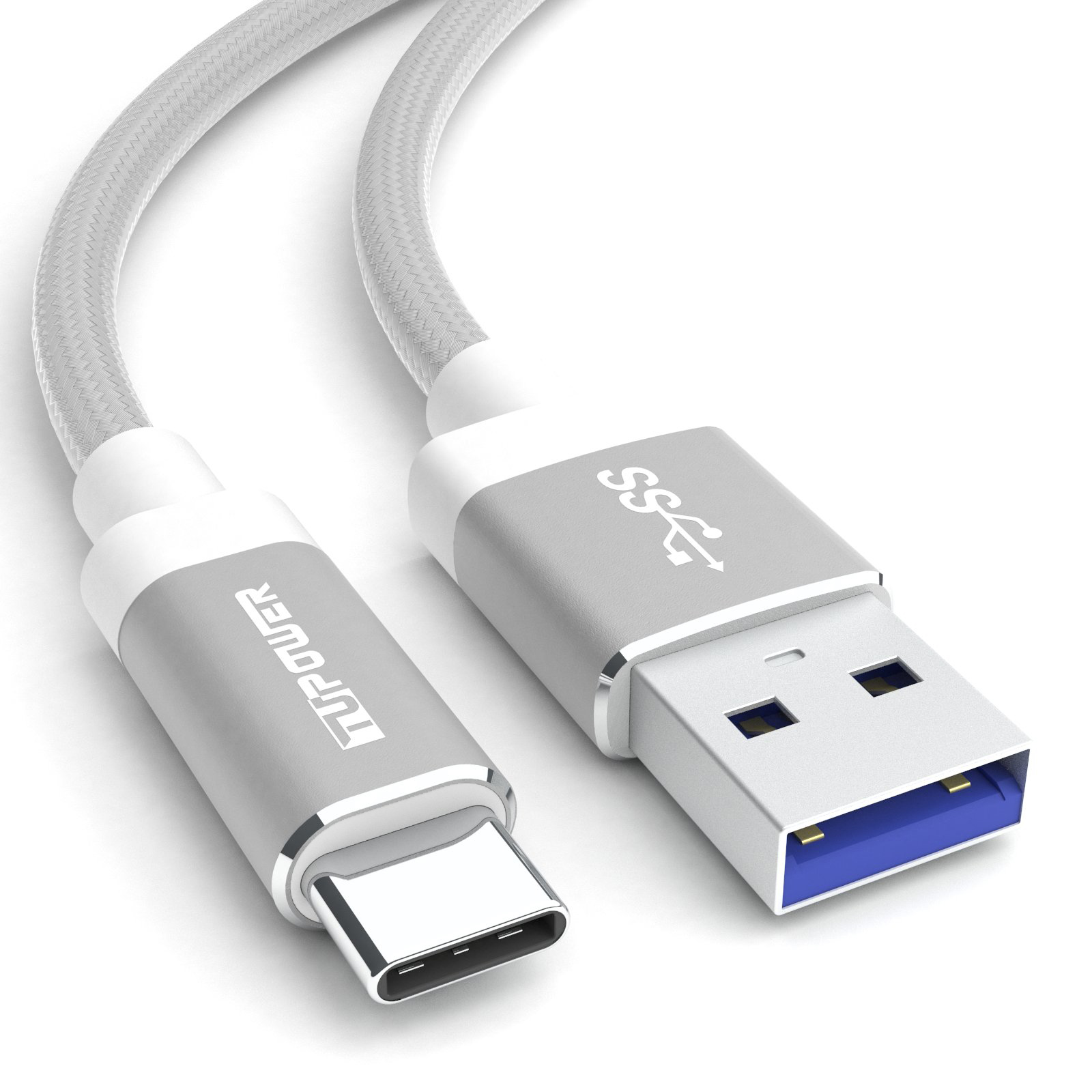 100 C Kabel USB Ladekabel 1m QuickCharge USB Kabel K01 Ladekabel, silber auf A TUPOWER Silber cm, C Datenkabel, USB
