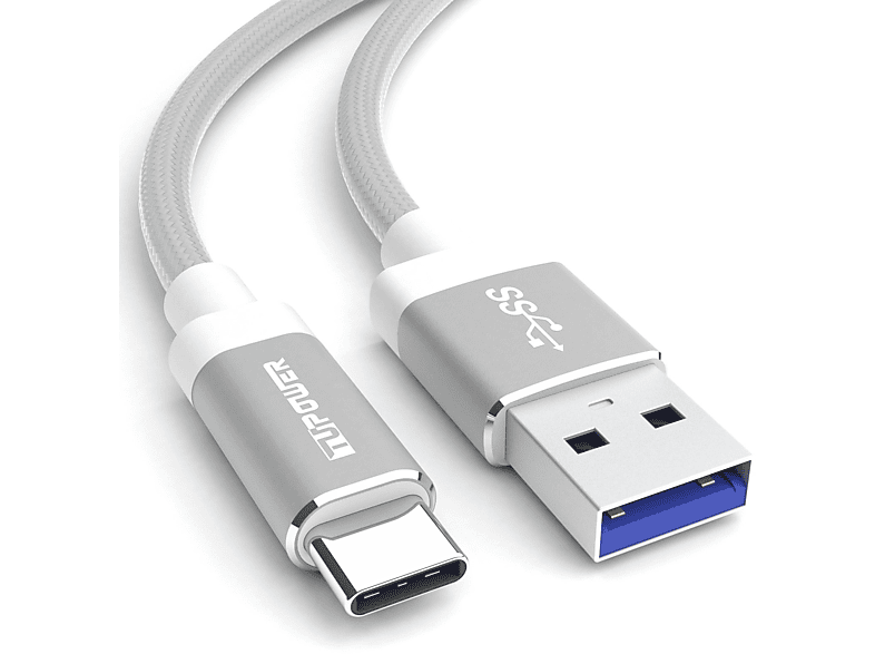 A silber Kabel Silber Datenkabel, Ladekabel, 1m Kabel auf USB Ladekabel USB TUPOWER K01 C C 100 QuickCharge USB cm,