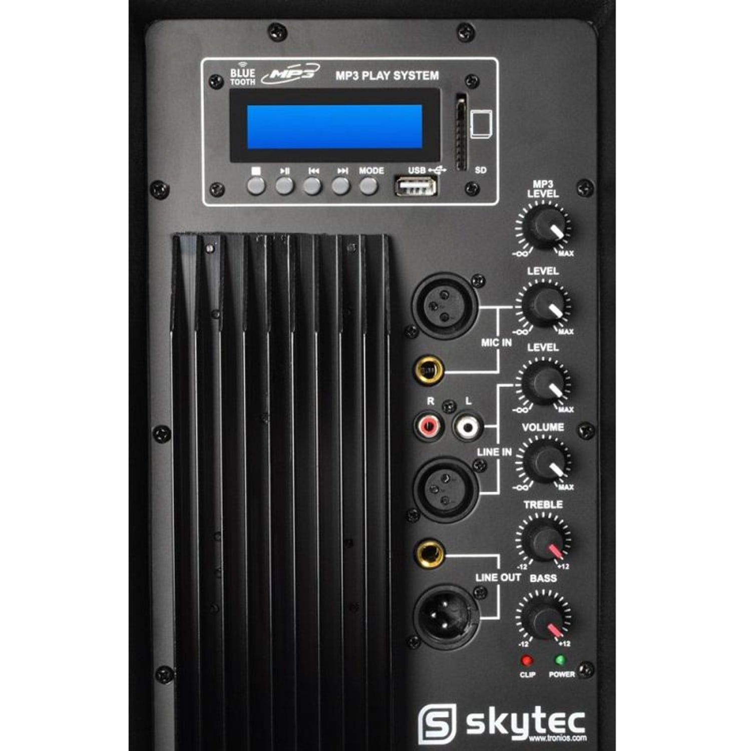 SKYTEC SPJ1500ABT PA-Aktiv-Lautsprecher, Grau