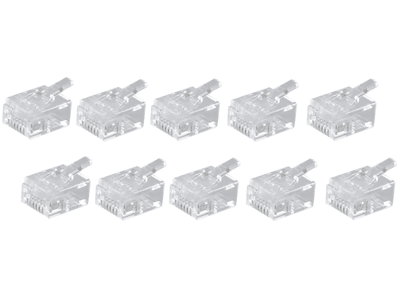 SHIVERPEAKS DEC-Ausführung Telefonstecker VE10 verg., 6polig Netzwerk-Stecker transparent